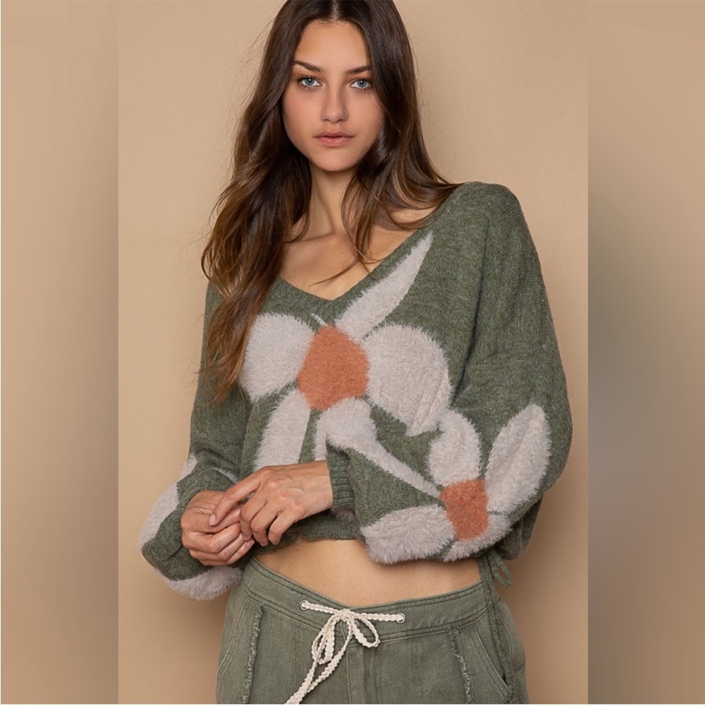 New POL Mohair Flower sweater
